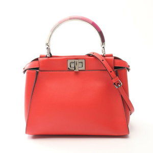 FENDI Peekaboo Iconic Handbag Leather Red